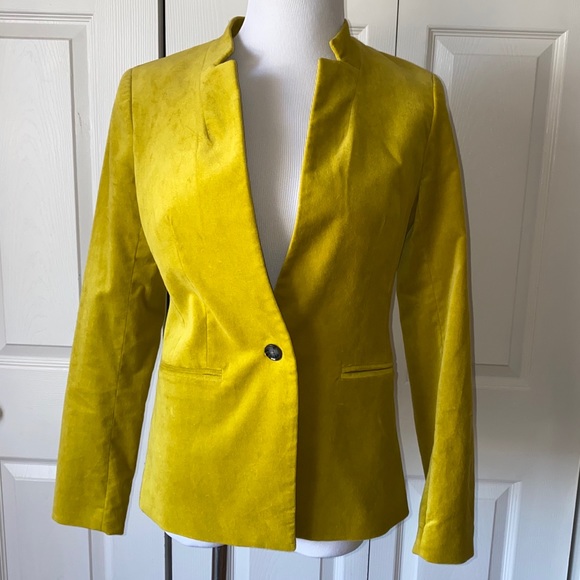 Banana Republic Velvet Blazer Citron Chartreuse - Picture 5 of 13
